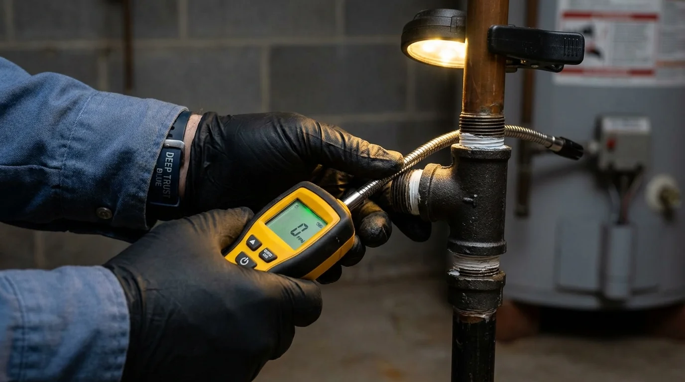 Gas leak detection with electronic sniffer by Johns Plumbing LLC in Brackenridge