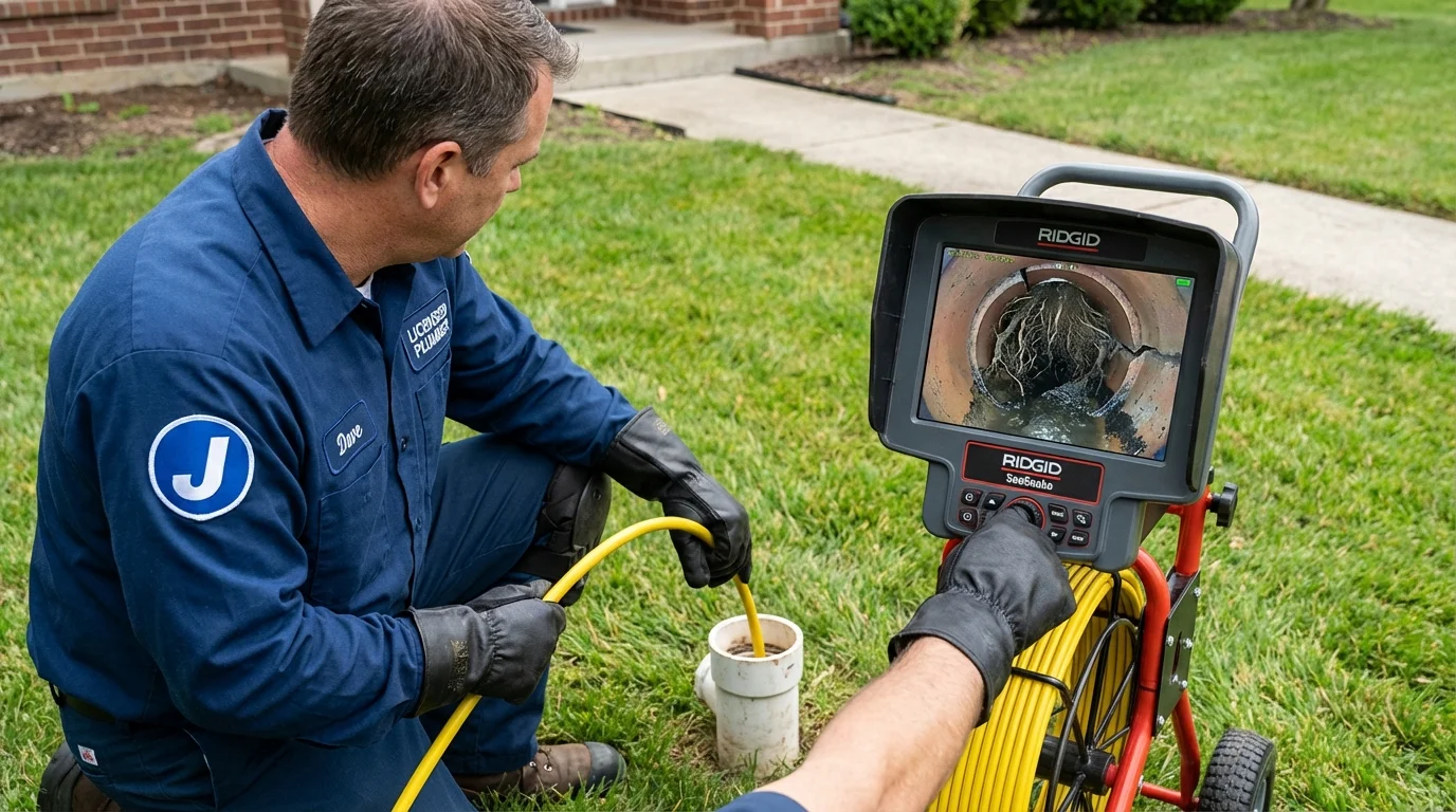 Sewer camera inspection being performed by Johns Plumbing LLC in Brackenridge